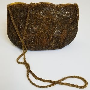 Vintage beaded gold yellow bag